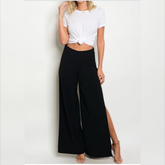 Side Slit Palazzo Pants - Picture 2 of 3